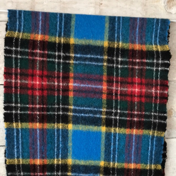 Vintage Clans Scotland fringe trim lambswool scarf - Picture 3 of 6